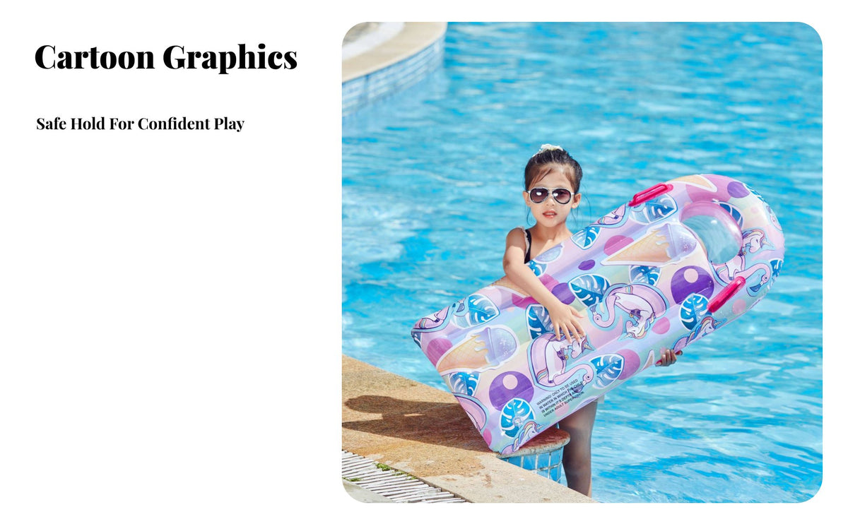 Inflatable Surfboard Easy to Inflate Kids Water Sled with Handles Portable Buoyant Board with Handles for Beginners, Beach, Surfing, Summer Vacation