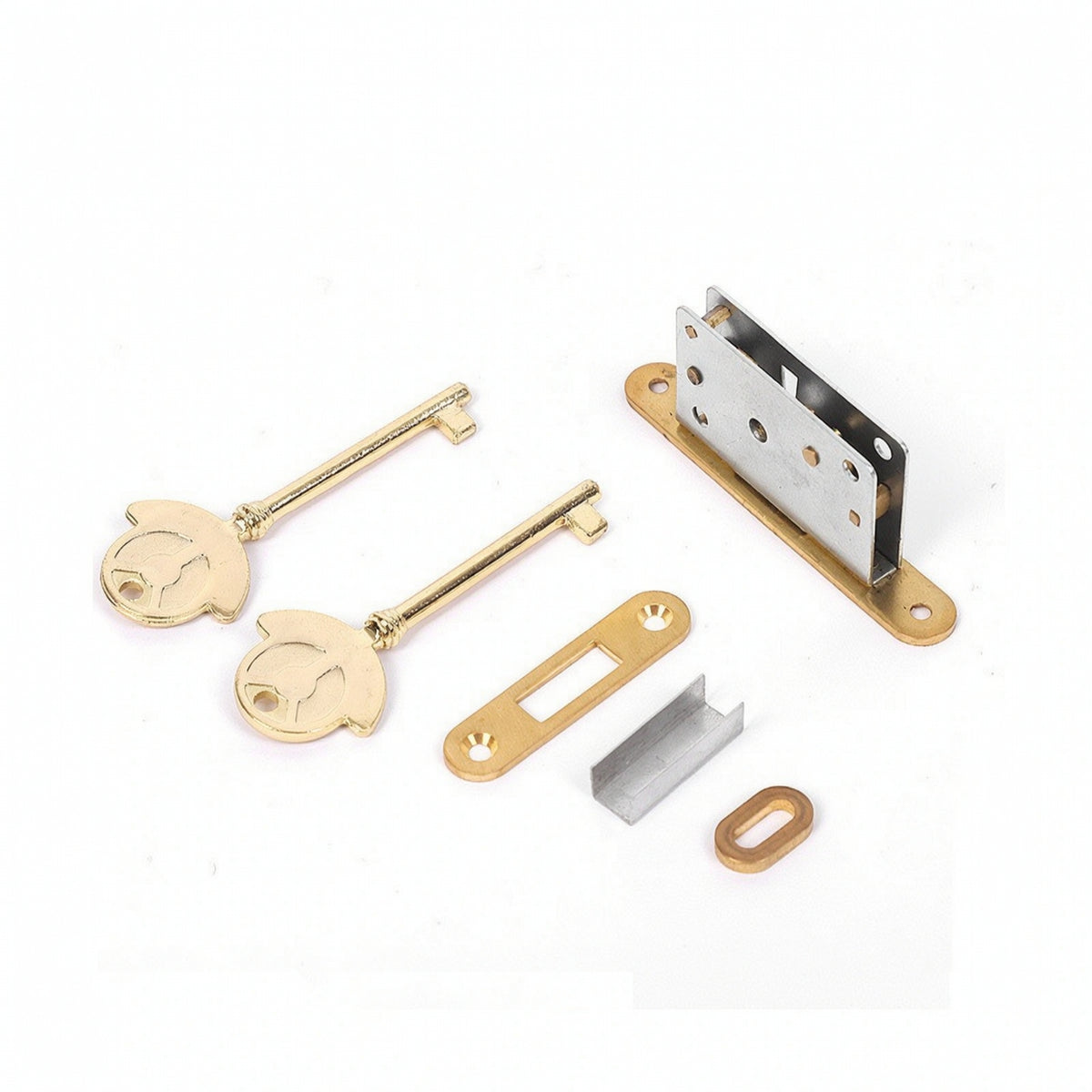 Piano Lock with Keys Brass-Colored Piano Lock Hardware Flush Mount Inset for Woodworkers, Pianos, Instrument Cases