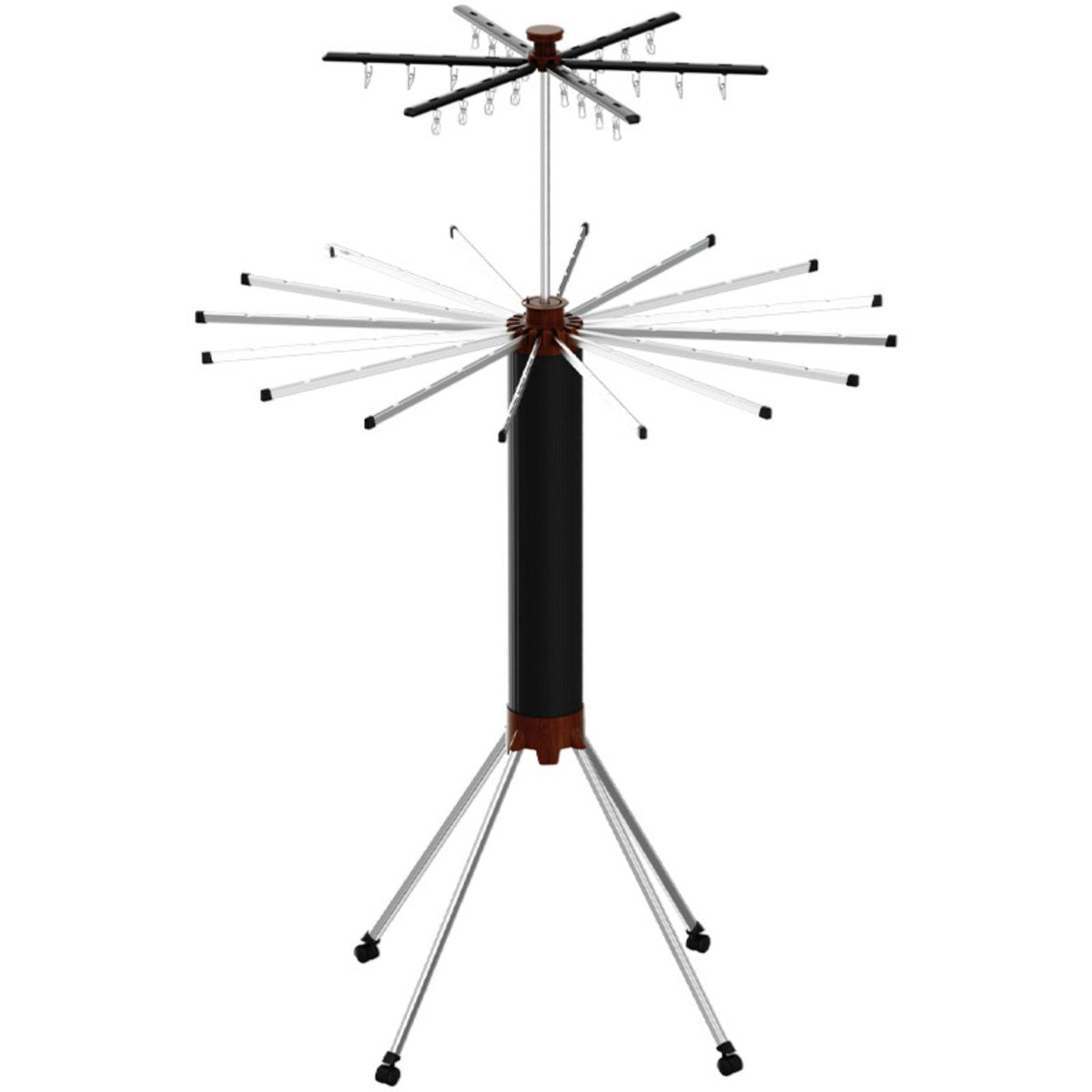 Foldable Clothes Drying Rack Collapsible Tripod Clothes Rack Wheeled for Balcony