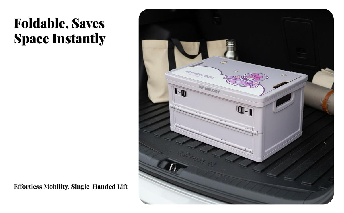 Car Trunk Organizer Box Space Saving Stackable Car Trunk Organizer Versatile Foldable Storage Box with Lid for Campers, Homeowners, Travel, Garage