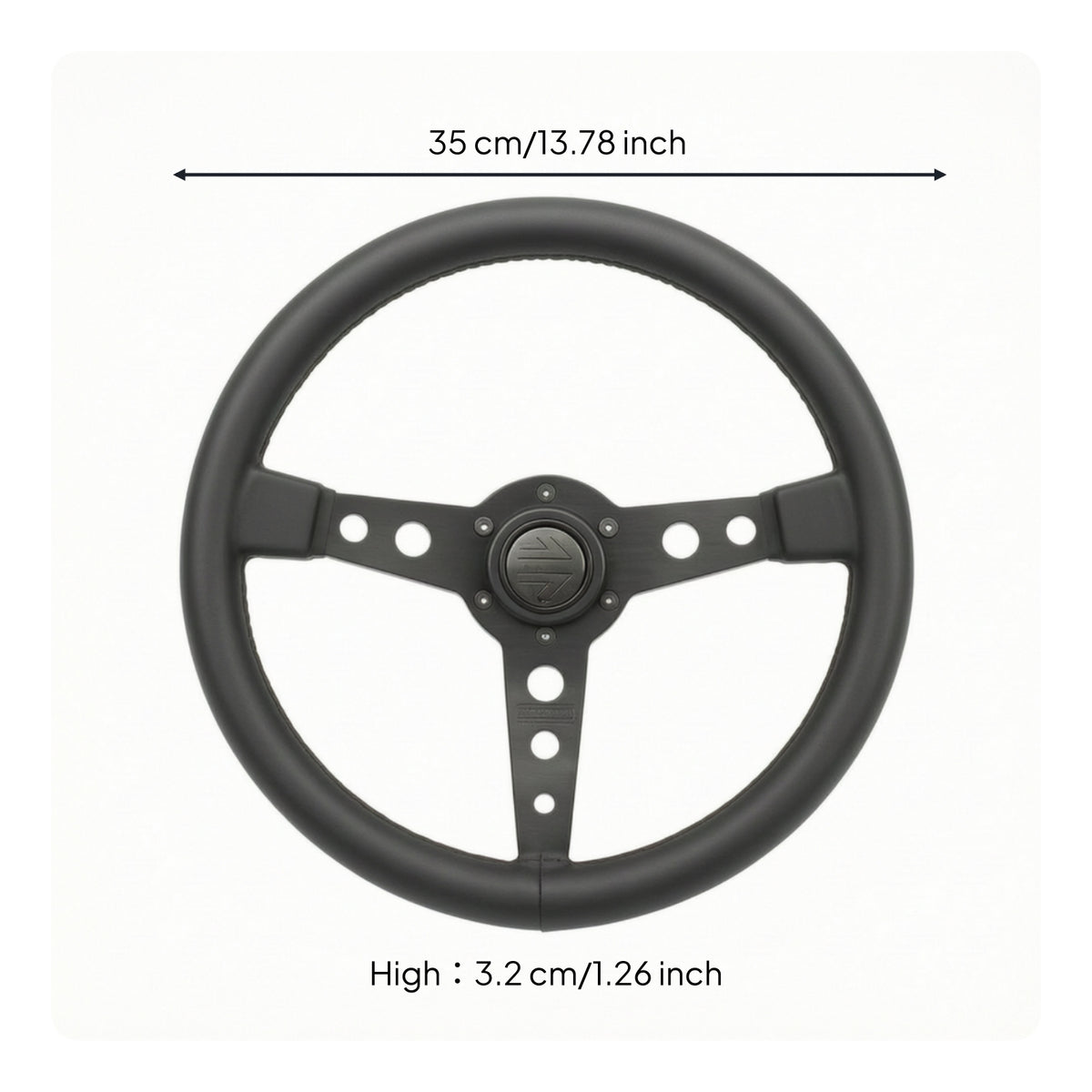 Leather-Wrapped Racing Steering Wheel 3-Spoke Universal Steering Wheel 350mm Comfortable for Car Enthusiasts