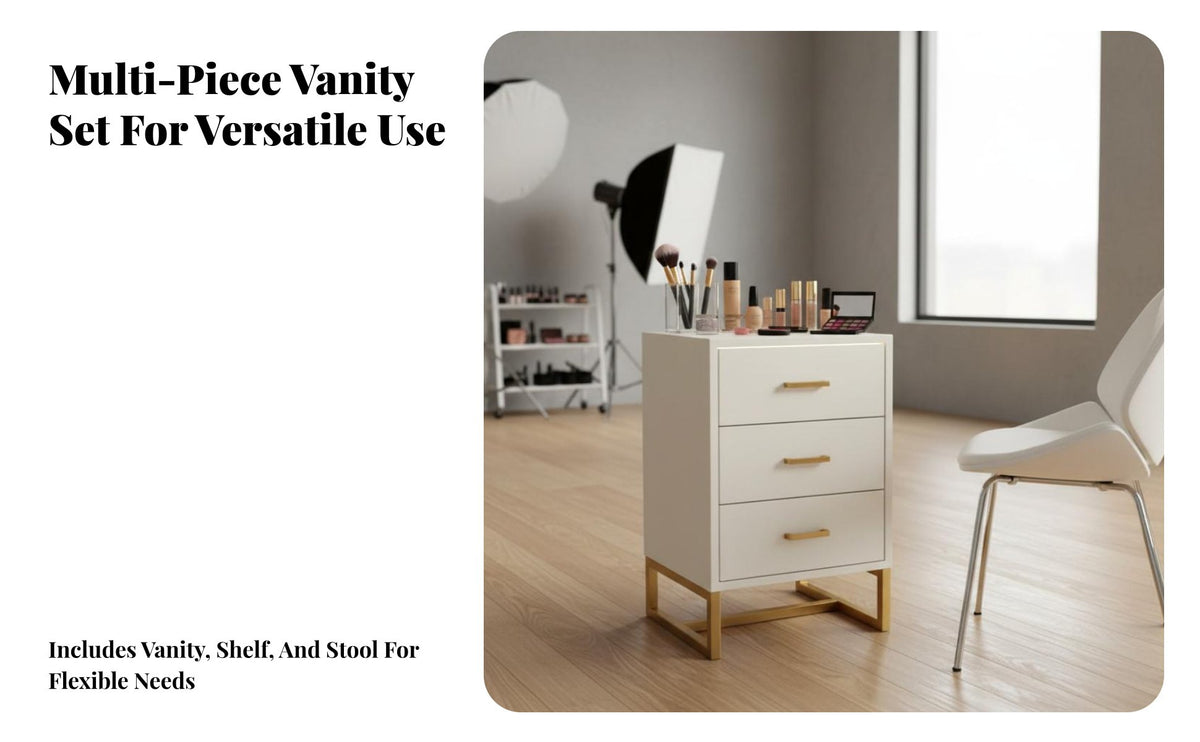 Makeup Vanity with Lights Large Storage Capacity Professional Makeup Desk Wear-Resistant Tabletop Vanity Table with Lighted Mirror for Teenagers, Home