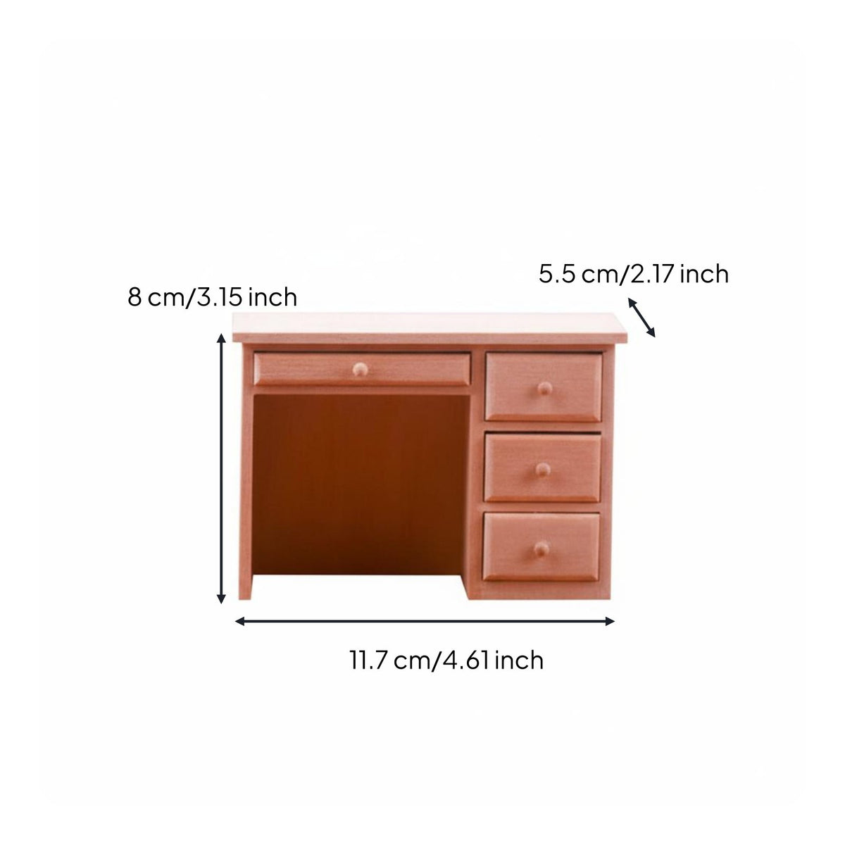 Realistic Design 1/12 Scale Study Desk Highly Detailed Wooden Dollhouse Desk Set Natural Wood Finish 1/12 Scale Office Furniture Fine Craftsmanship for Collectors, Hobbyists, Photography Props, Dioramas, Room Decoration