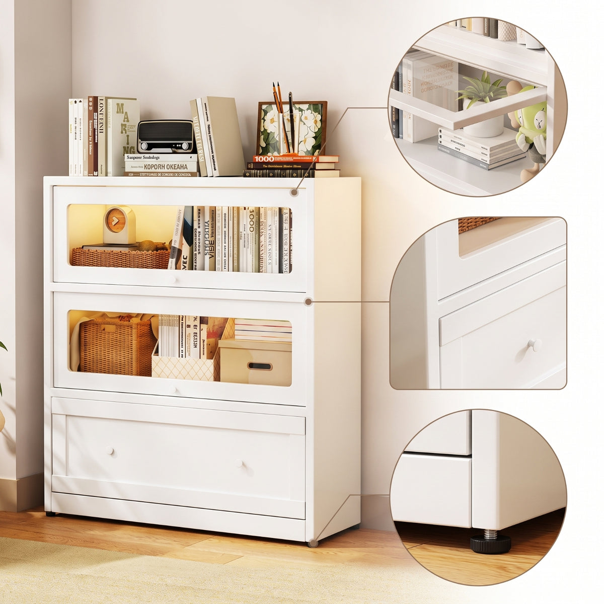 Cabinet with Flip-up Doors Minimalist Metal Storage Cabinet Sturdy Metal Storage Organizer for Living Room, Study