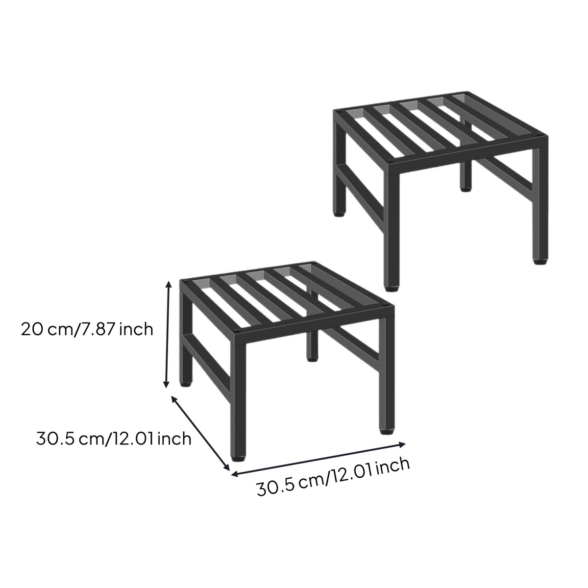2 Pieces Metal Plant Stand Heavy Duty Furniture Space Saving for Garden, Balcony