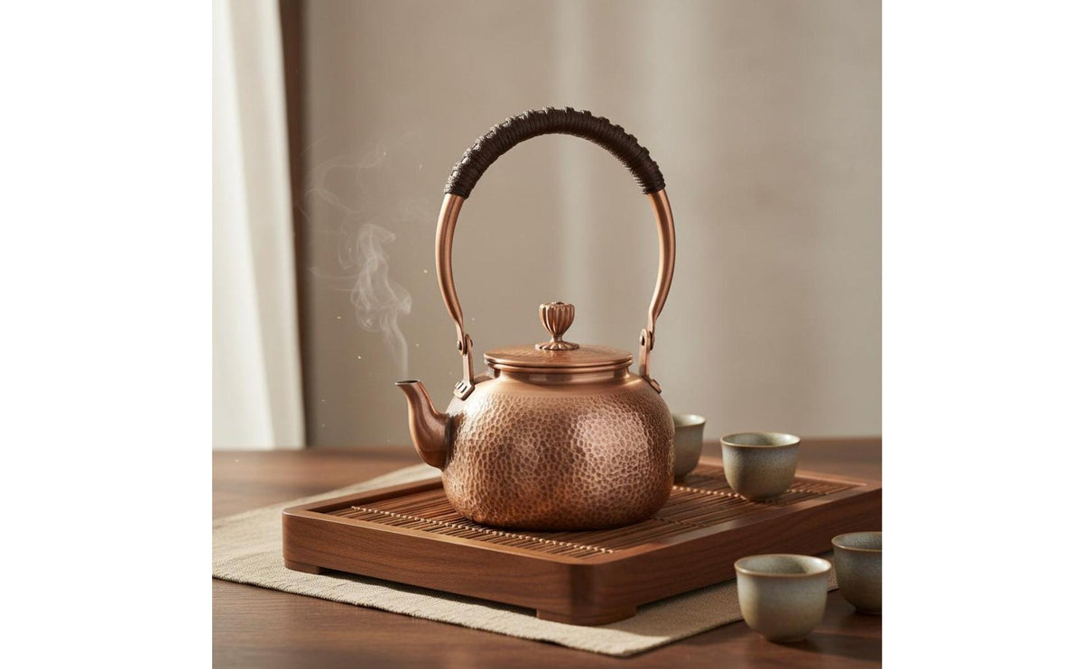 Chinese Style Copper Kettle Thickened Body Hammered Copper Teapot Uniform Heat Conduction for Collectors