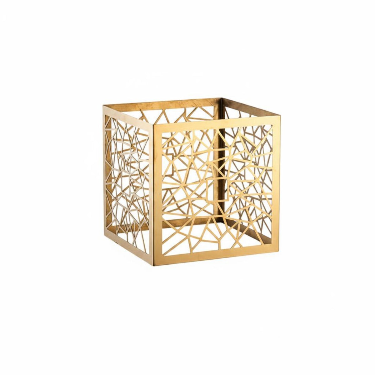 Stainless Steel Metal Pastry Display Riser Creative Shape Square Cake Display Stand Multi-Functional Hollow Geometric Dessert Intended for Buffet, Afternoon Tea, Wedding, Party