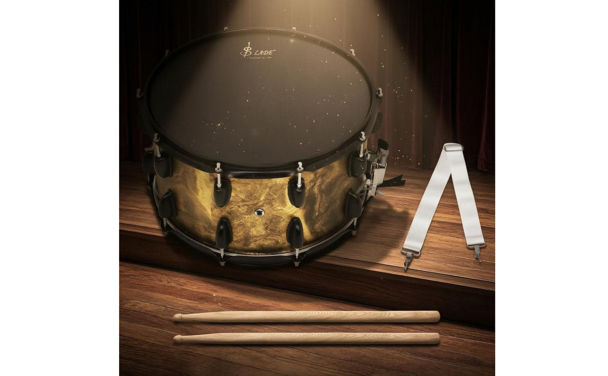 10-Lug 14 Inch Snare Drum Marbled Finish Poplar Snare Drum Drumsticks Included Percussion Instrument