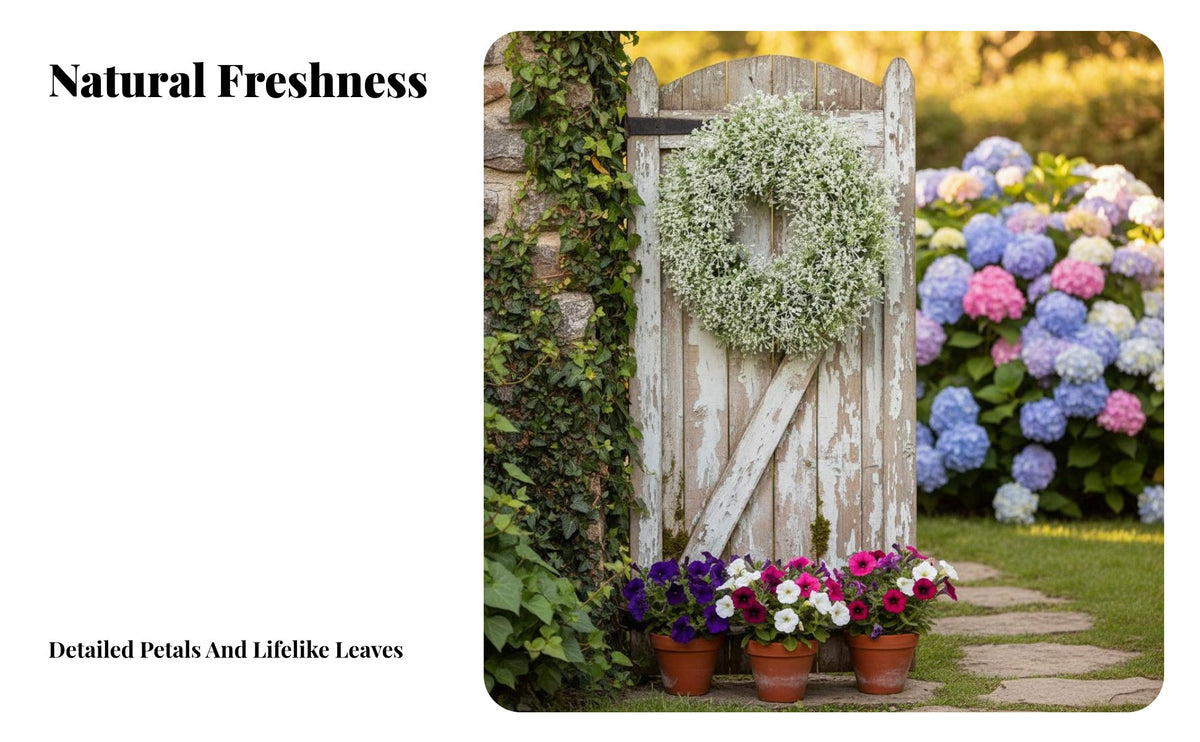 35cm Artificial Flower Wreath Everlasting door Floral Wreath House Decoration for Homeowners, Interior Decorators, Indoor, Garden