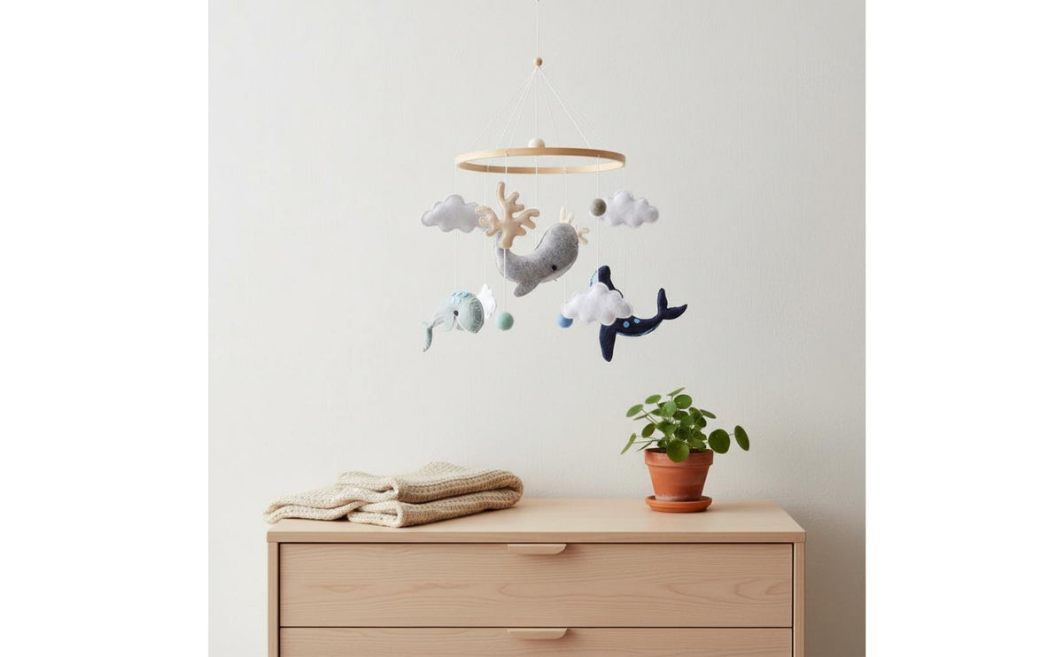 Gift Idea Ocean Creature Crib Mobile Calming Ocean Crib Mobile Soothing Handmade for Newborns, Infants, Bedtime