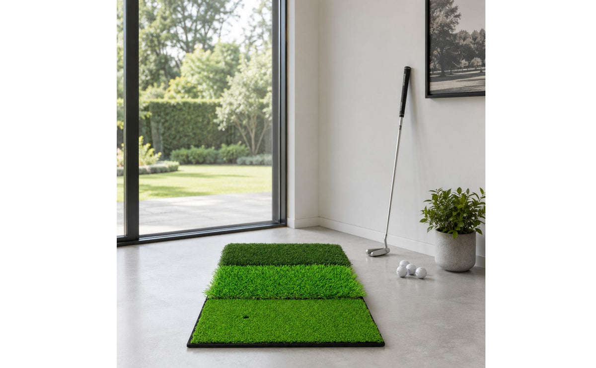 Foldable Golf Hitting Mat Three-Section Indoor Golf Practice Mat Tear-Resistant