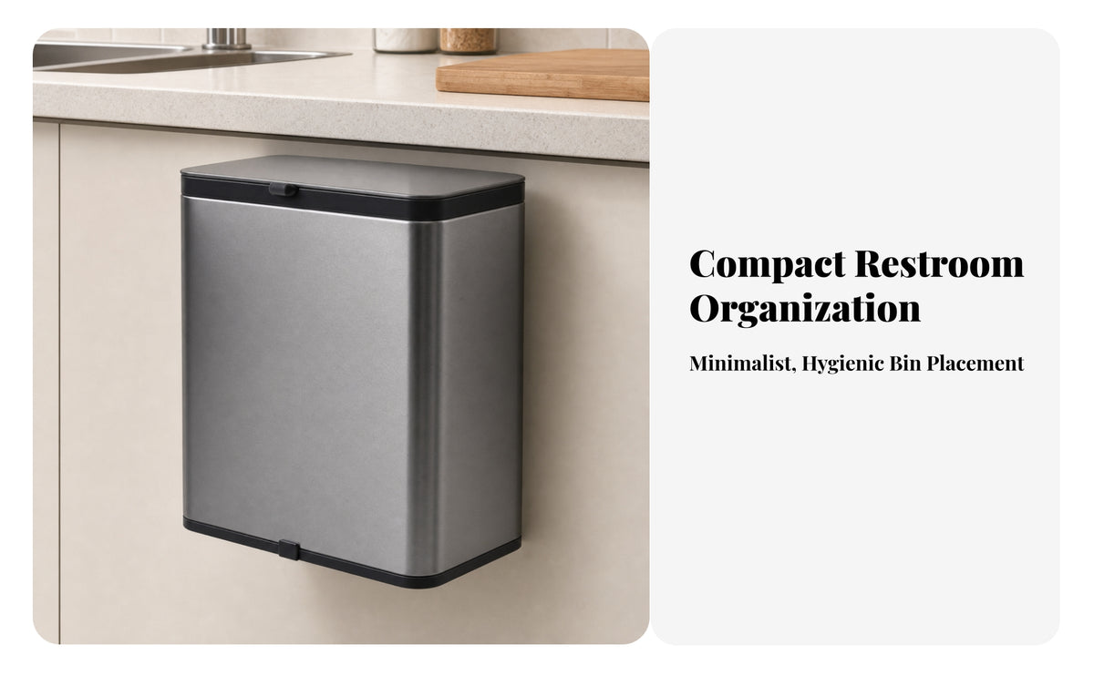 No-Install Wall-Mounted Trash Bin With | 8L Capacity, Easy-to-Clean Surface, Hanging Garbage Can with Lid, for Kitchen