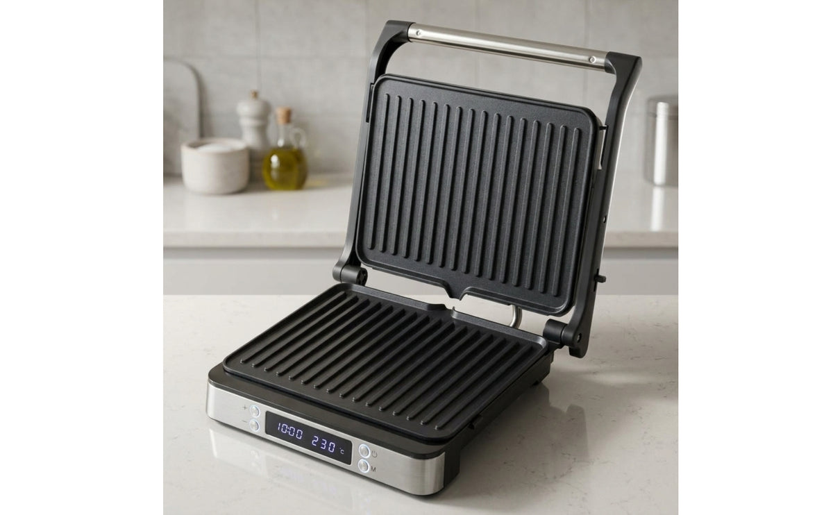 Double-Sided Panini Press Digital Close Grill Compact Panini Grill Countertop for Kitchen, Apartment