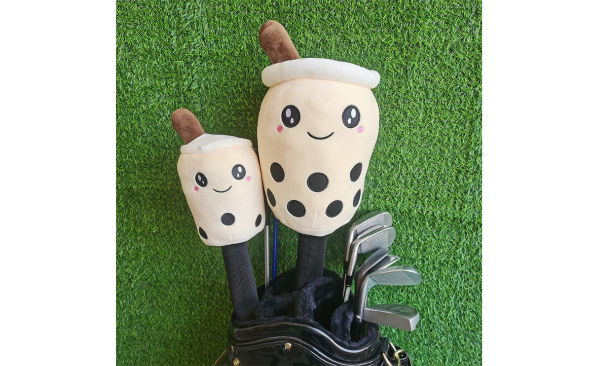 Scratch Protection Bubble Tea Golf Headcover Cute Design Cartoon Milk Tea Driver Cover Fits 460cc Drivers Tapioca Pearl Soft Club Cover Embroidered Details for Golfers, Driving Range