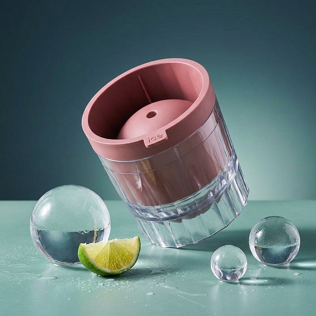 Soft Drinks Ice Tray for Home Bar, Easy Release Silicone Ice with Lid, Large Ice Sphere for Whisky Cocktails, Reusable Wine Red Round Ball