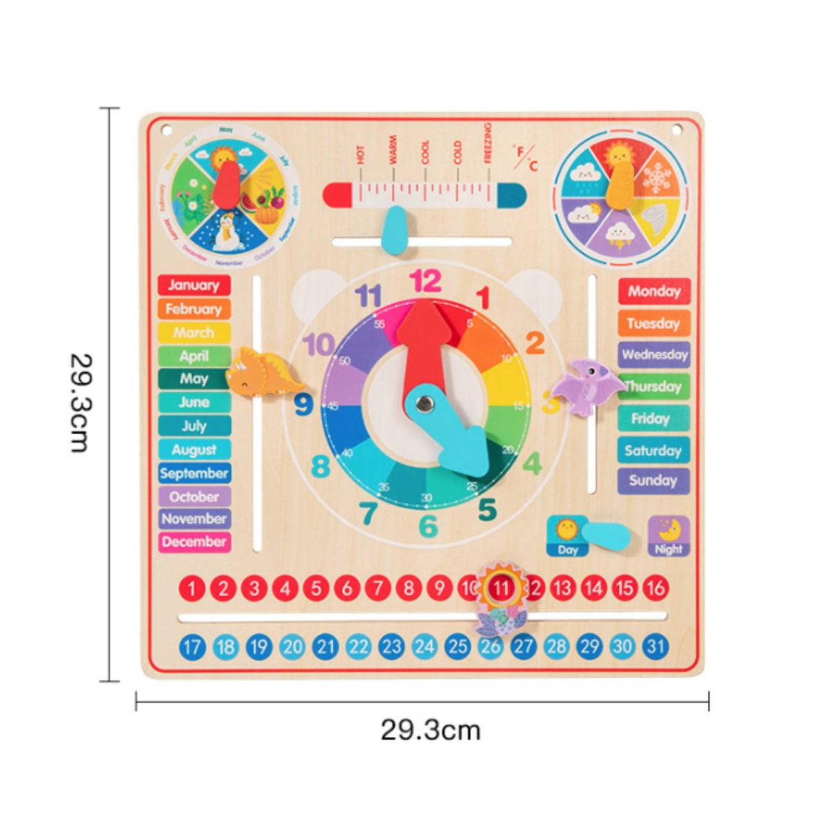 Wooden Calendar Clock Hands-on Learning All in One Calendar Board Hands-On Educational Influenced Educational Toy for Young Children, Homeschool