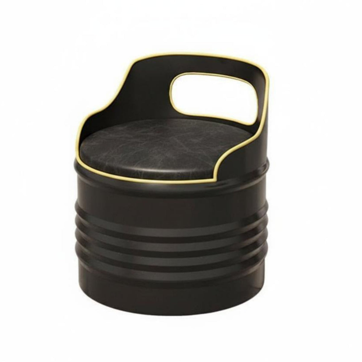 utilitarian Design Oil Drum Table and Chair Repurposed Barrel Design Oil Drum Furniture Set sturdyDuty Construction Bar Seating Space-Saving for Restaurant Managers, Interior Designers, Man Cave, Garage, Patio, Small Spaces