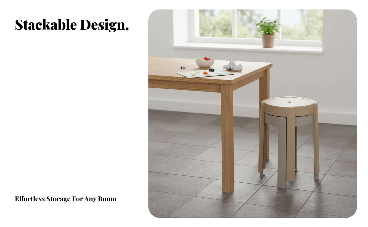 Sturdy and Long-Lasting Stackable Round Stool Space-Saving Thickened Plastic Stool Strong Load-Bearing Capacity Household Furniture Easy to Clean for Homeowners, Apartment Dwellers, Kitchen, Living Room, Events, Balcony