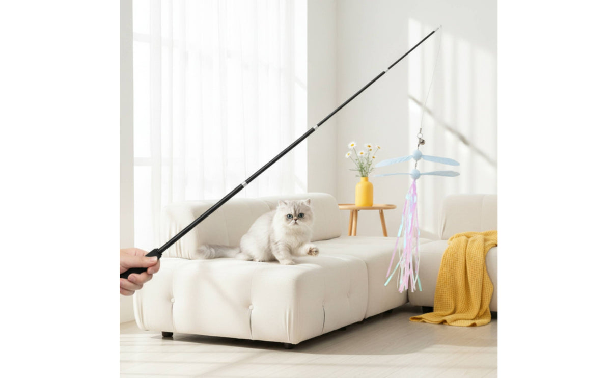 Feline Teaser Rod Telescopic Feline Teaser Rod with Teaser Retractable for Cats, Kittens