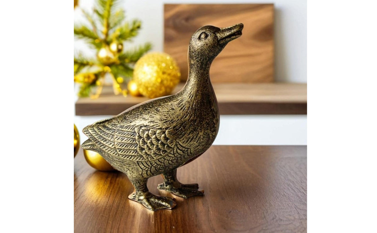 2 Pieces Cast Iron Duck Sculpture Farmhouse Design Duck Garden Statue Rustic