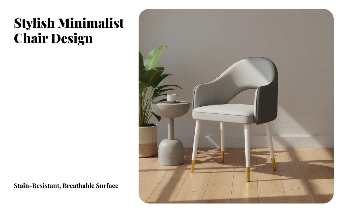 Versatile Leather Leisure Chair Padded Seat Modern Upholstered Armchair High Rebound Sponge Curved Back Dining Chair Carbon Steel Frame for Homeowners, Office Workers, Interior Designers, Bedroom, Living Room, Kitchen, Reception Area