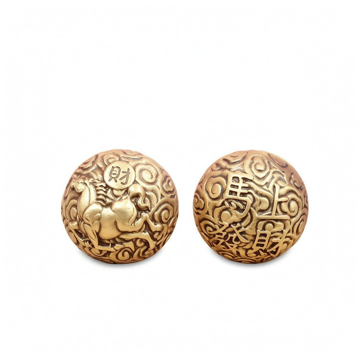 Brass Hand Ball Shiny Finish Carved Brass Sphere Spiraling Patterns Ornamental Piece for Exercise