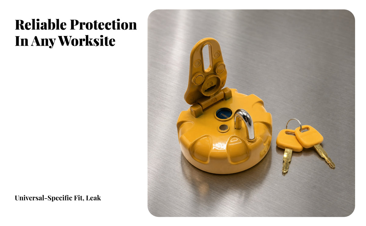 Heavy-Duty Construction Vehicle Petrol Tank Cap | Secure Locking Mechanism, Hinged Top Cover, for Construction Sites