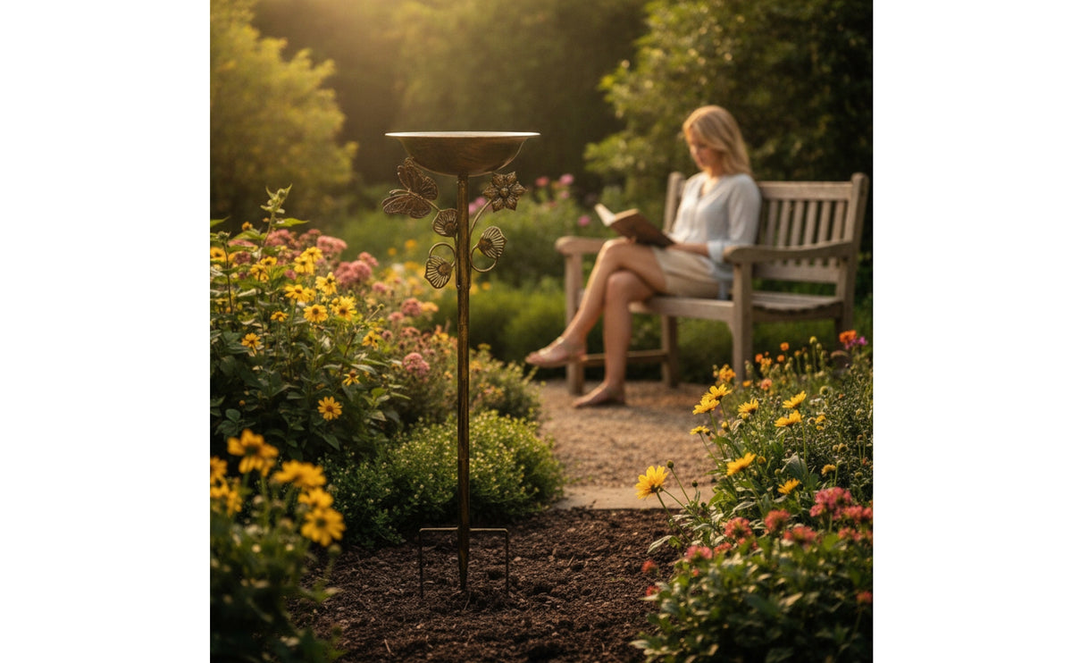 Sturdy Birdbath with Stake Vintage Bird Bath with Stake Long-Lasting Standing Bird Bath Easy to Assemble for Flower Bed