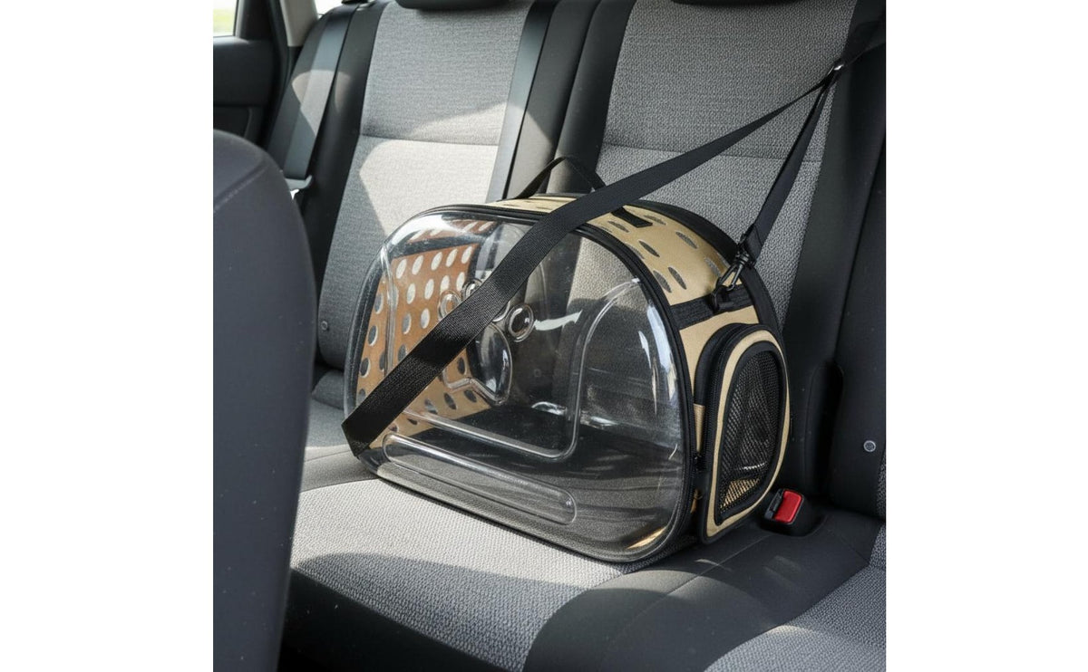 Foldable Pet Carrier Removable Washable Mat Foldable Transport Pet Bag Self-Locking Zippers Mesh Window Cat Carrier for Outdoor, Car Rides