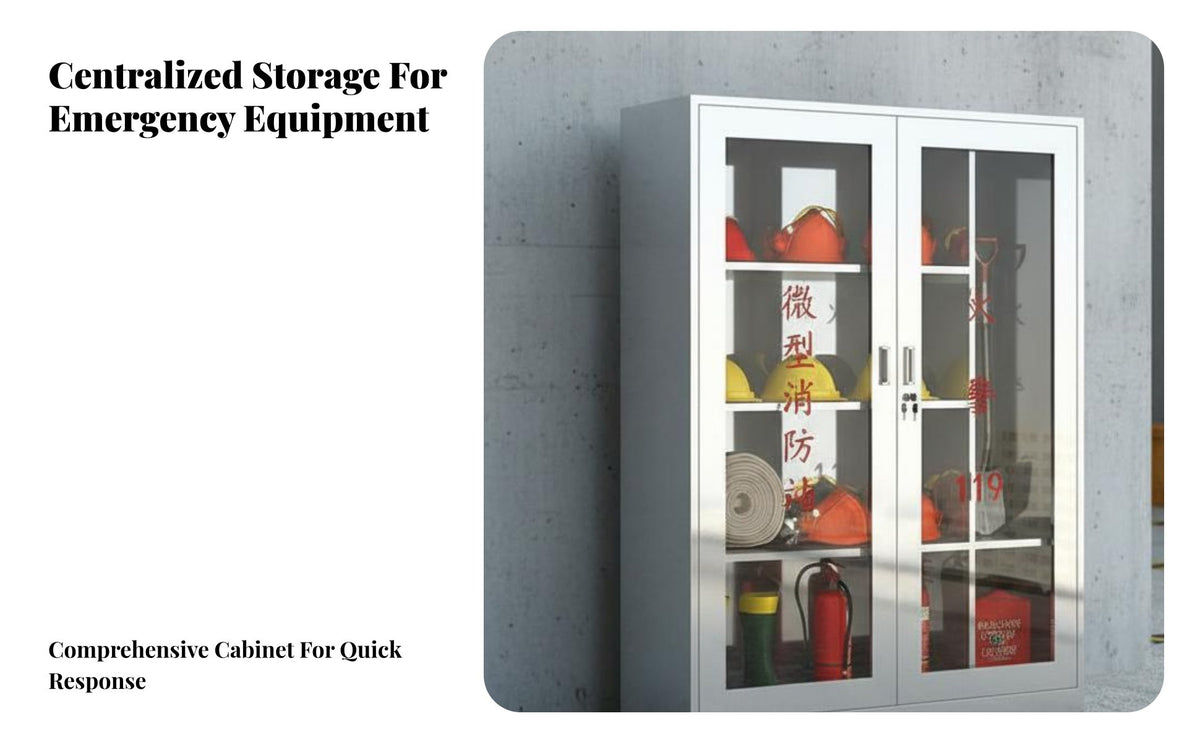 Weather Resistant Stainless Steel Fire Cabinet Long-Lasting Mini Fire Station Cabinet Lockable Easy Entry for Safety Officers, Building Managers, Business Owners, Construction Sites, Outdoors, Factories, Warehouses