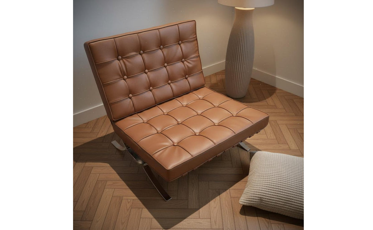 Designer Look Century-Century Modern Pavilion Chair Minimalist Design Armless Chair with Chrome Frame Fully Assembled for Living Room, Office, Reception Area