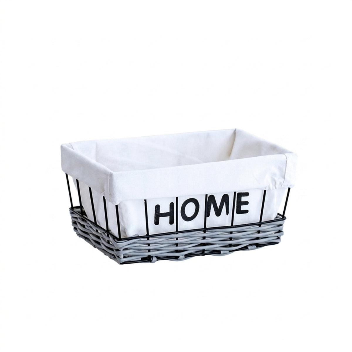 Wire Basket with Textile Liner Washable Storage Basket with Liners Tabletop Organizer for Shelves, Entryway, Desks