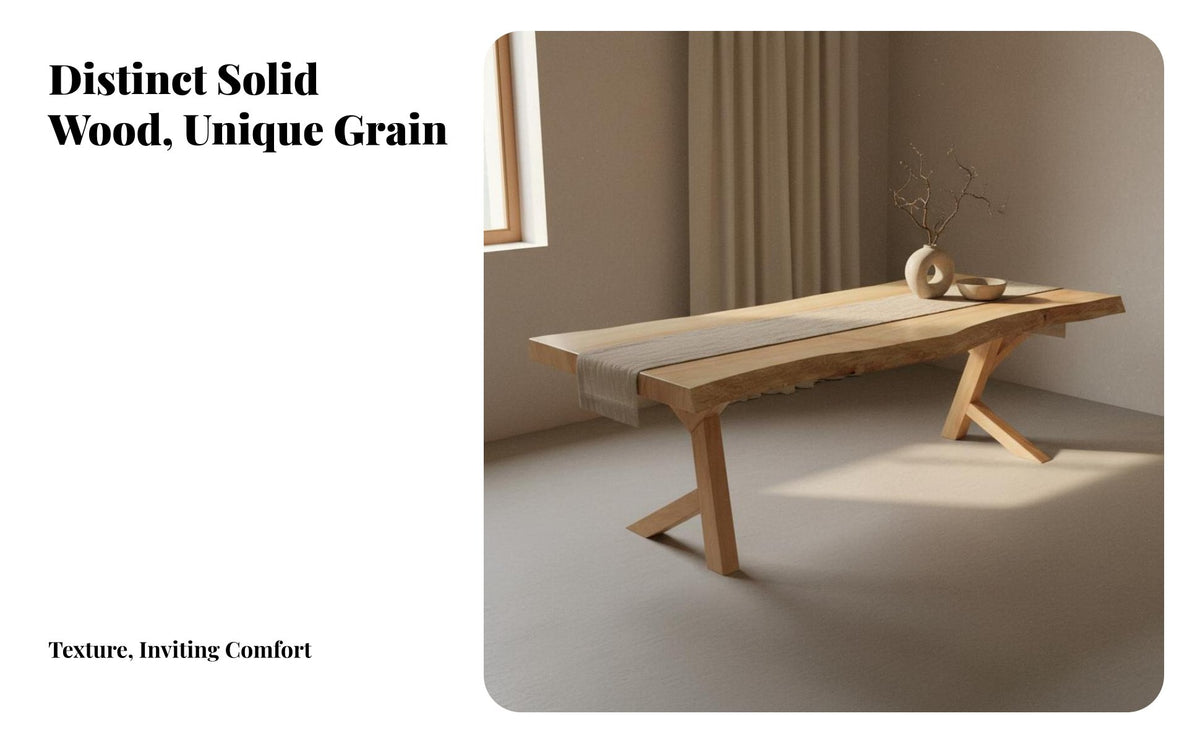Untreated Edge Dining Table Artistic Design Solid Wood Slab Table Sturdy and Hard-Wearing Home Furniture for Homestay Managers, Families, Cafe