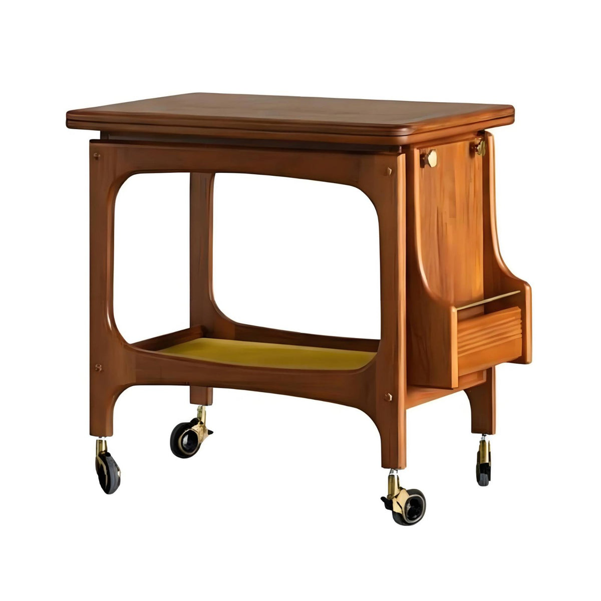 Multi-Functional Wooden Trolley with folding-down fold-tofold-to Top Adaptable Design Mobile Storage Expandable surface Serving trolley effortless Mobility for Small Space Dwellers, hosts, property owners, Living Room, Balcony, Kitchen, Parties