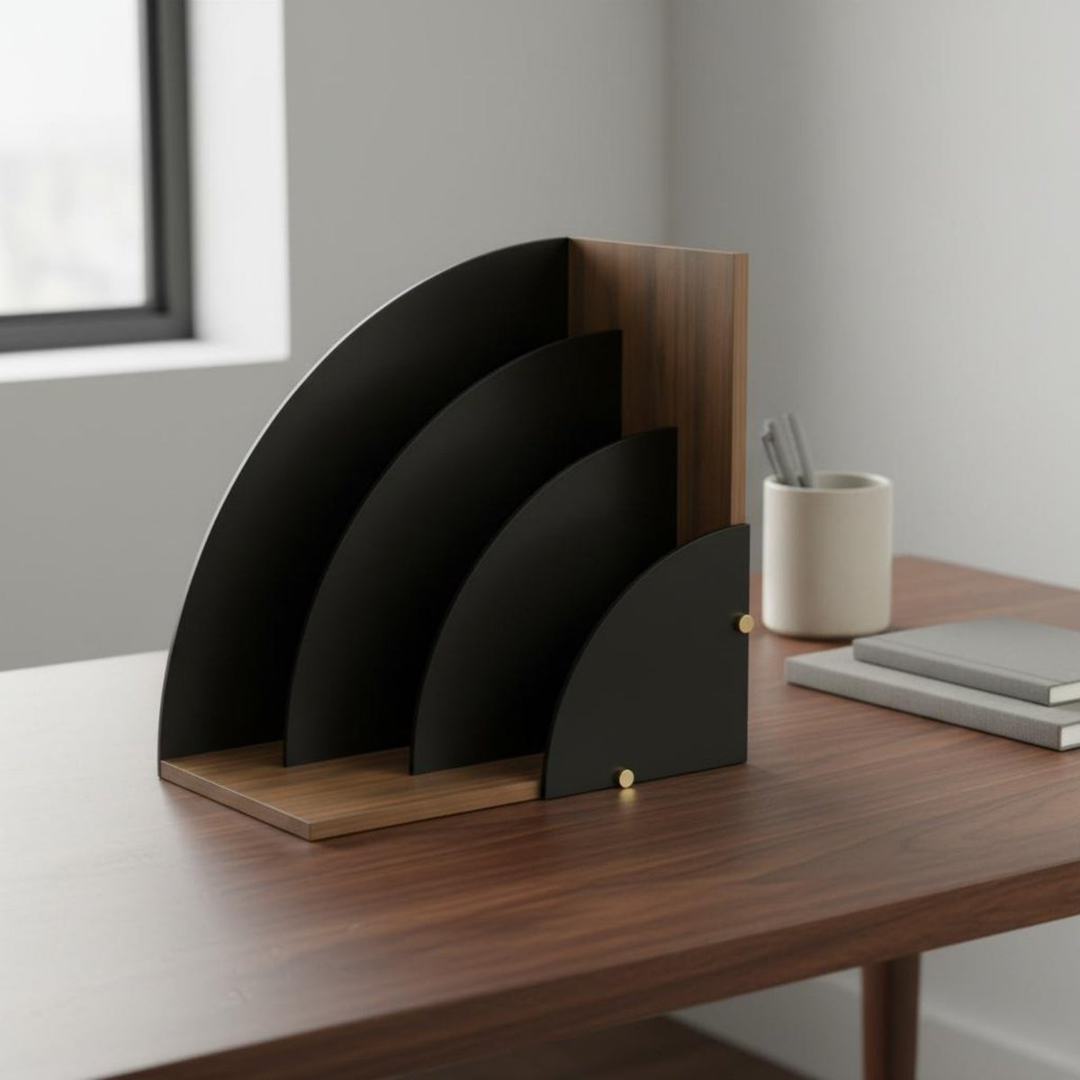 Record Storage Rack Compact Design Strong Load Capacity for Desk