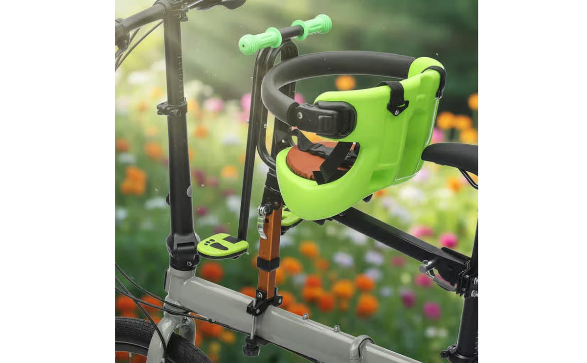 Front Mounted Child Bike Seat Safety Belt Baby Pedal Cycle Seat with Guard Rail Easy Installation for Babies, Cycling