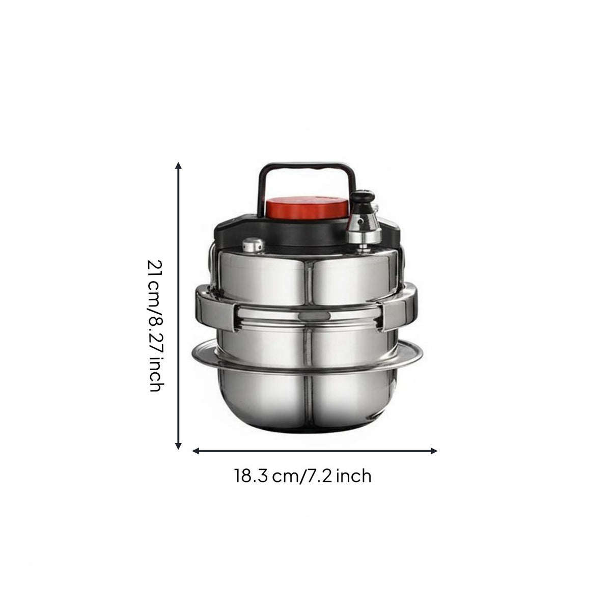 304 Stainless Steel Single Person Pressure Cooker Camping Use Mini Pressure Cooker Quick Cooking Kitchen Cookware Induction Compatible for Travel