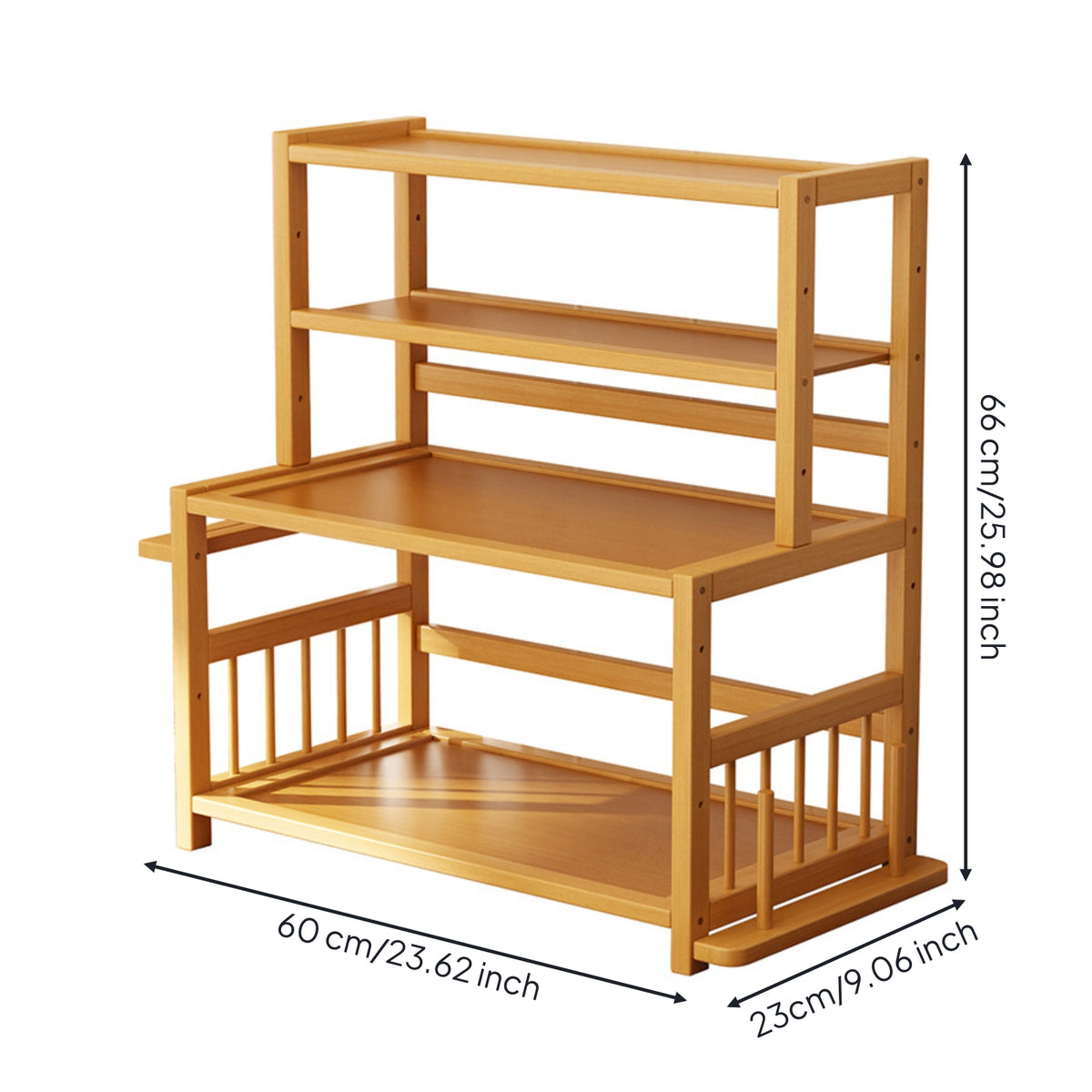 Countertop Shelf Organizer Space-Saving Kitchen Countertop Rack Compact Wooden Storage Rack for Apartments