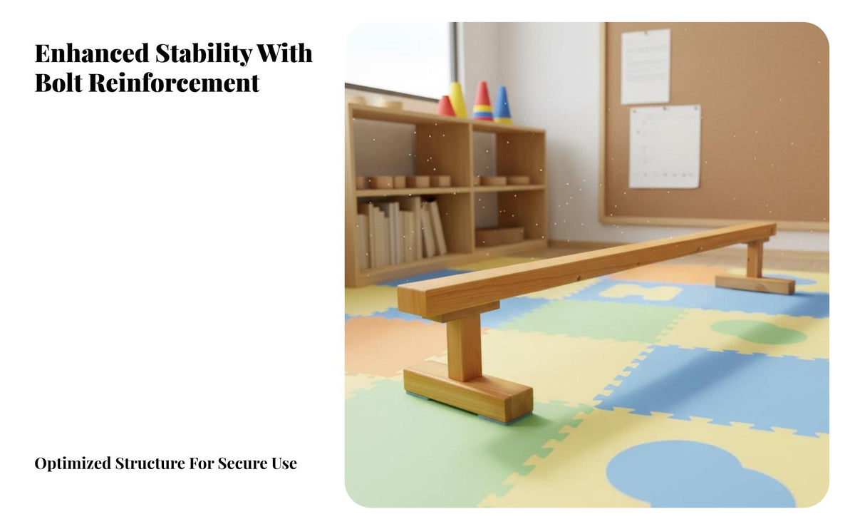 Formaldehyde-Safe Wooden Balance Beam Long-Lasting Thickened Design Kids Balance Beam Natural Timber Wood Single Board Bridge Polished Surface for Children, Preschoolers, Toddlers, Kindergarten, Playroom
