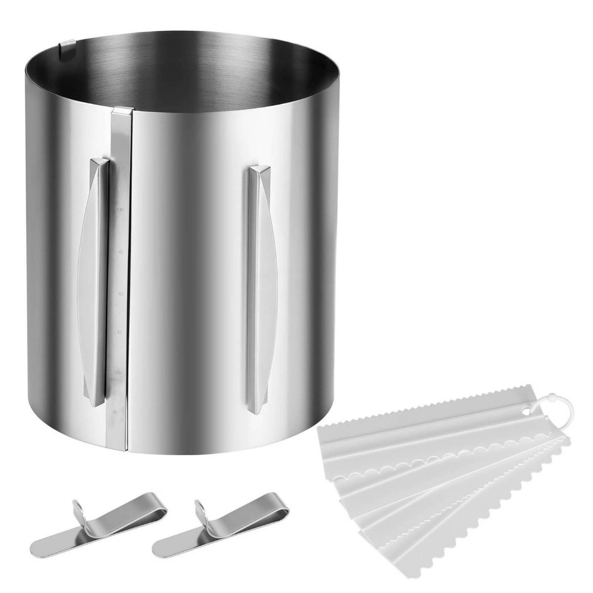 Measurement Markings Adjustable Cake Mold Side Handles Adjustable Cake Band Brushed Metal