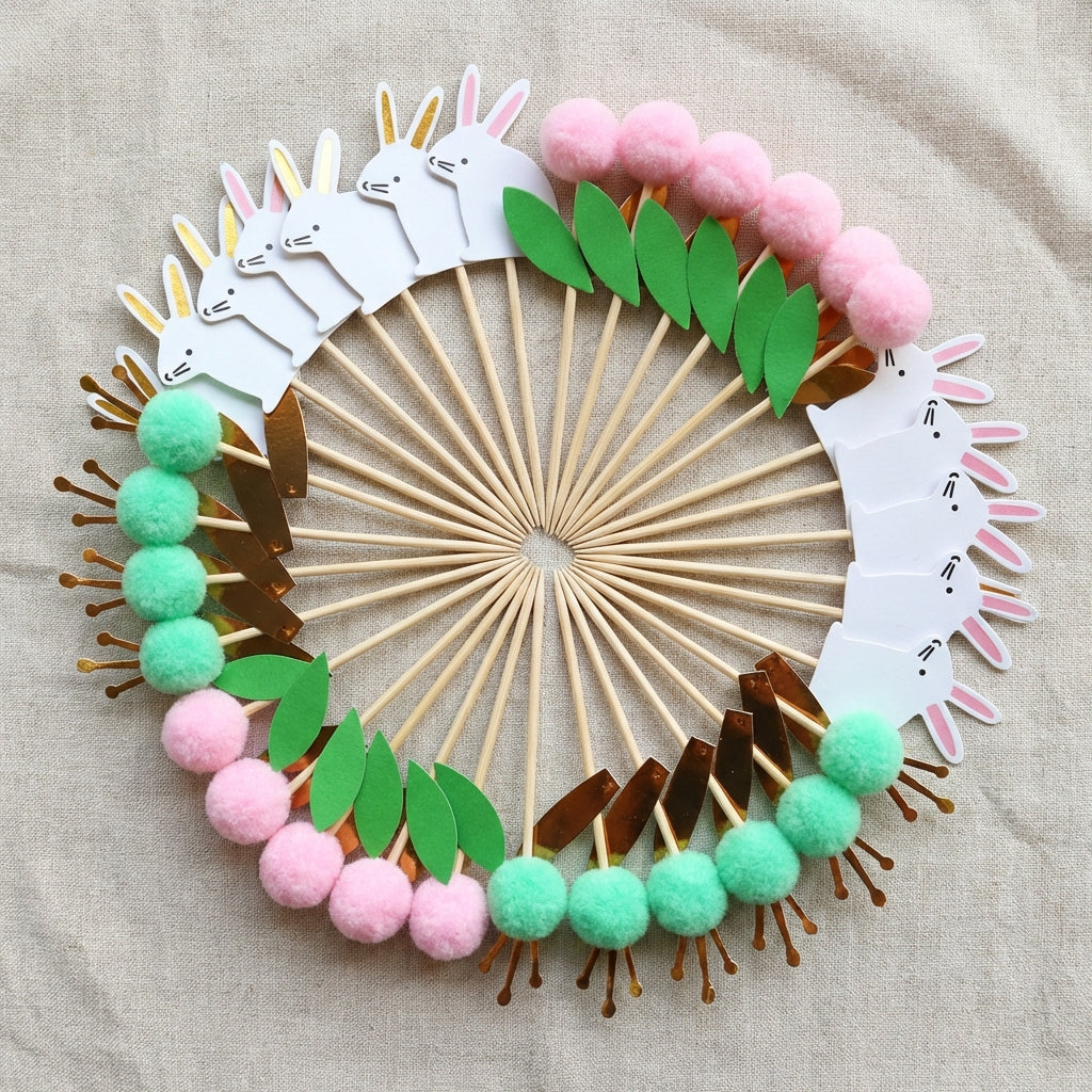 Easter Party Decoration Set Textile Material Bunny Veggie Garland Glitter Accents Happy Easter Cake Ter for Families, Teachers