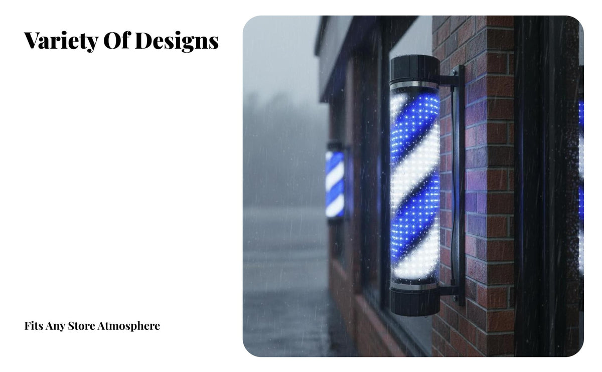 Rotating Barber Pole Light Waterproof Rotating Barber Pole Retro Design Patriotic Stripes Striped Light for Outdoor, Storefront