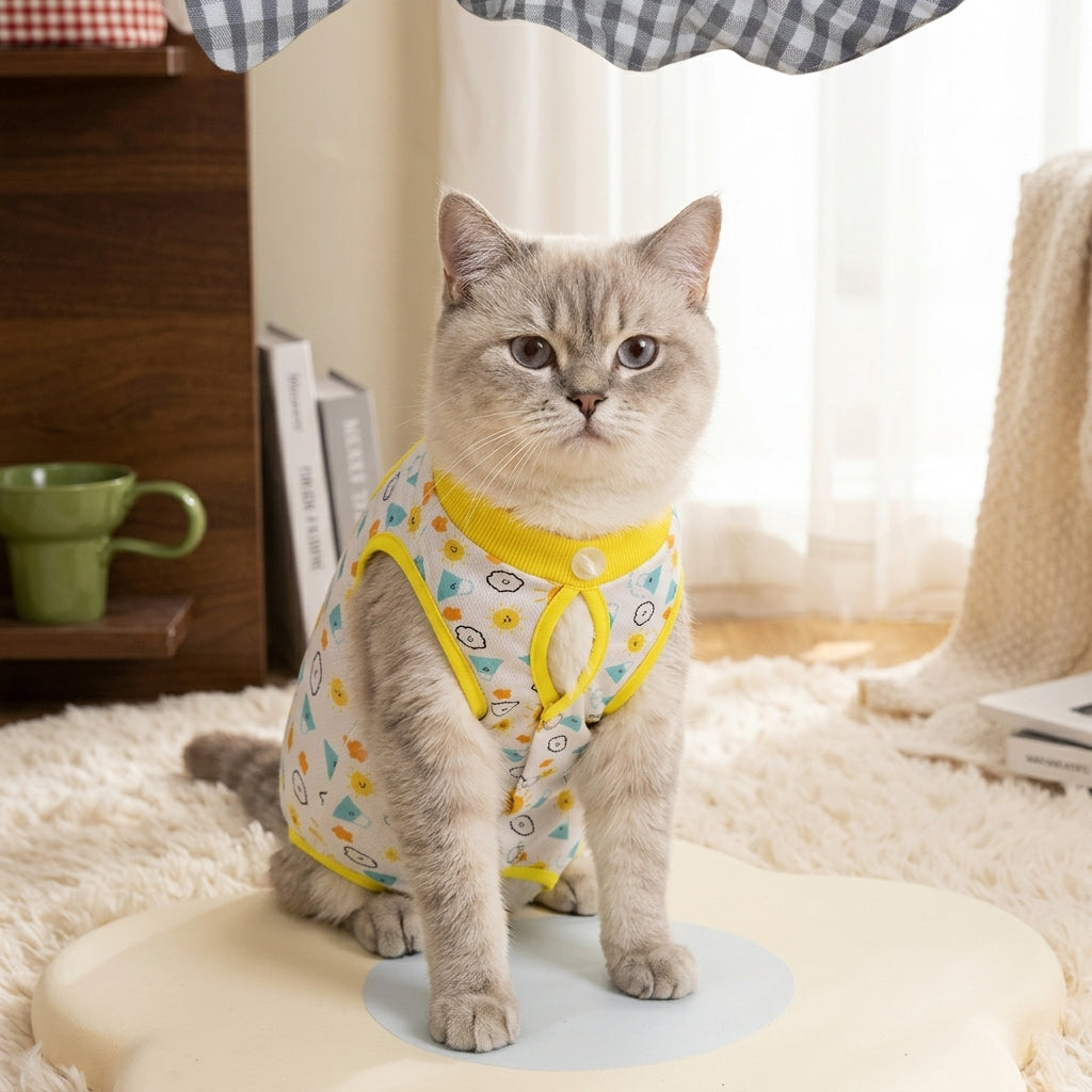 Pet Recovery Suit with Fasteners, Polyester Dog Neutering Suit and Cat Neutering Suit, Post Surgery Pet Clothing for Anti Lick Recovery