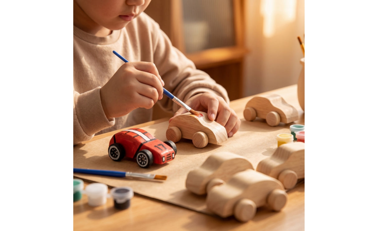 Smooth Unfinished Wooden Car Small Hands Unfinished Wooden Cars Sturdy DIY Wood Car Fine Motor Skills for Children, Crafters, Toddlers, Craft Projects, Art Class, Birthday Parties