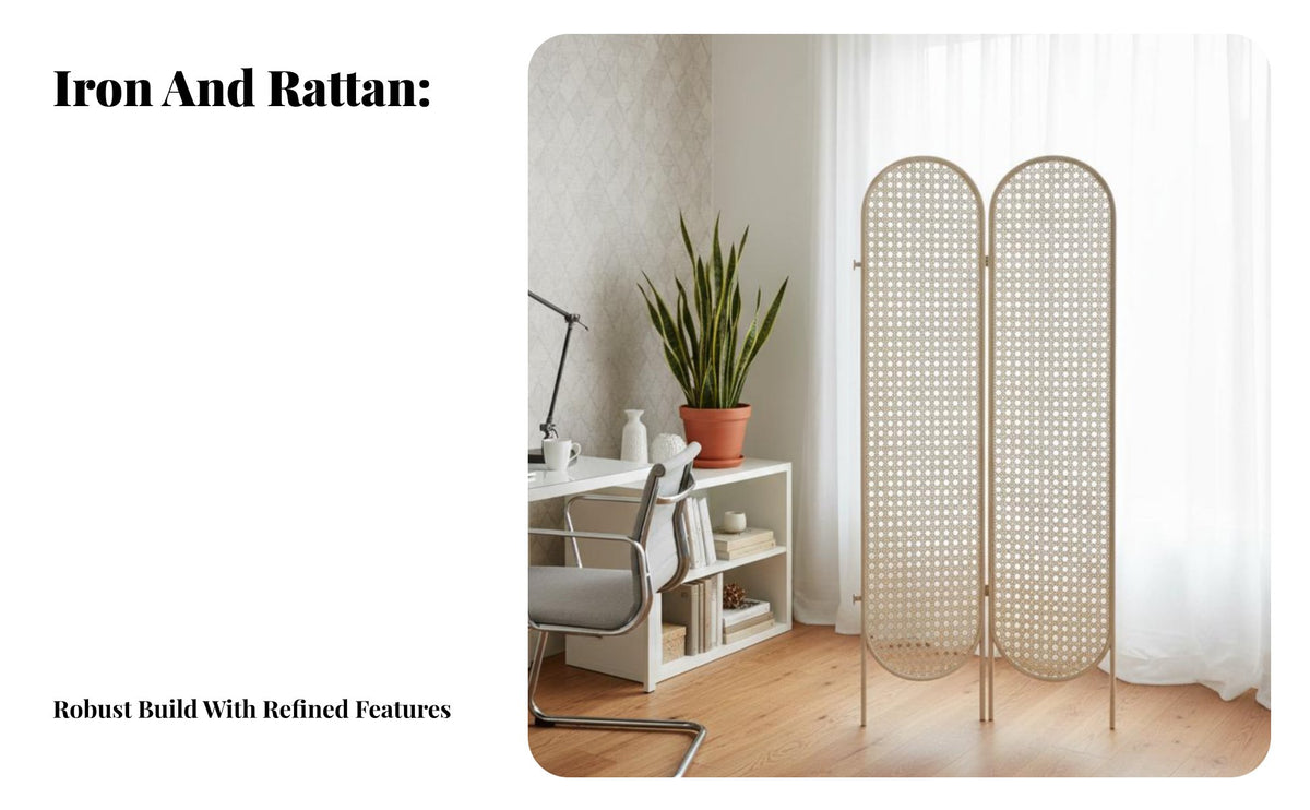 Foldable Woven Panel Divider Movable Folding Screen Freestanding Privacy Partition Hollow-pierced Pattern for Interior Designers, Apartment Dwellers, fromice Workers, Bedroom, Commercial Spaces, Restaurant