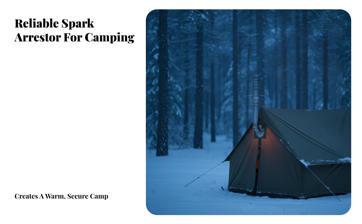 Spark Arrestor with Perforated Guard | Stainless Steel Construction, Vented Cutout Design, Chimney Spark Arrestor, for Tent Stoves