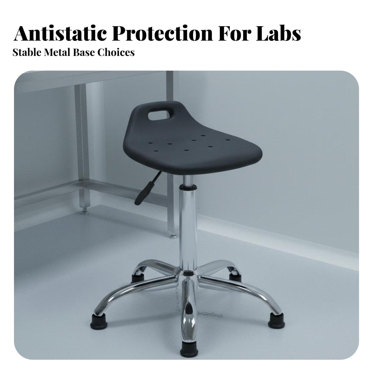 Thick Cushi Single D Seat Anti-Static Workstation Stool Strong Load-Bea Circular Adjustable Swivel Stool Water and Oil Proof Commercial Seating Easy to Assemble for Factory Workers, Home Office Users, Workstation Oratory, Clean Room, Workshop