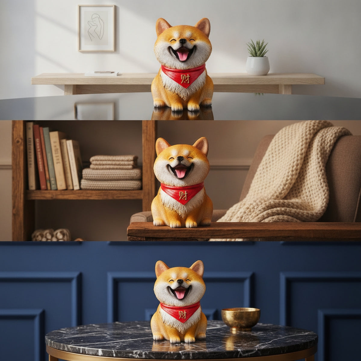 Shiba Dog Piggy Bank Cute Japanese Dog Piggy Bank Creative Statue for Kids, Desk