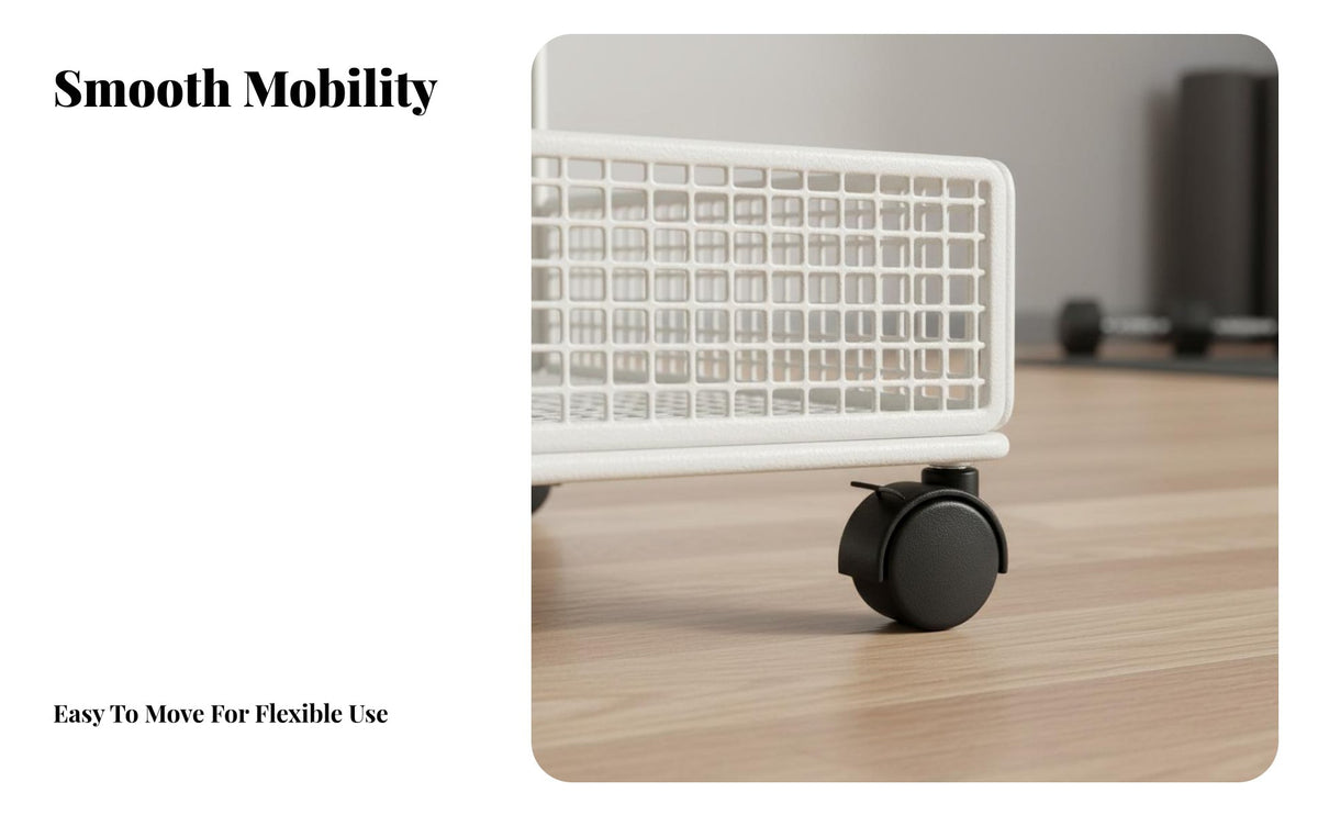 Exercise Mat Storage Rack Space Saving Design Rolling Exercise Mat Cart Large Capacity Fitness Equipment Organizer Cart for Narrow Areas, Living Room