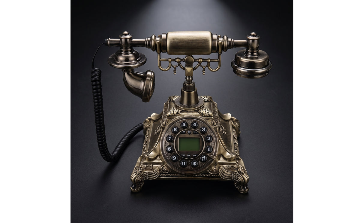 Vintage Antique Style Phone Decorative Retro Telephone Ornate Corded Desk Phone Old Fashioned for Collectors, Hotel Reception